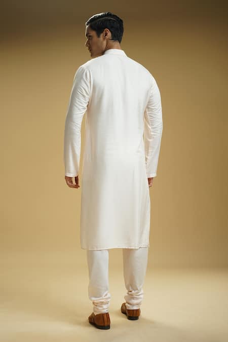 Shop_Kommal Sood_Pink Silk, Cotton Embroidery Floral Motifs Sherwani Set _Online_at_Aza_Fashions