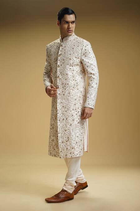 Kommal Sood Pink Silk, Cotton Embroidery Motifs Sherwani Set at Aza Fashions Kommal Sood_Pink Silk, Cotton Embroidery Motifs Sherwani Set _at_Aza_Fashions