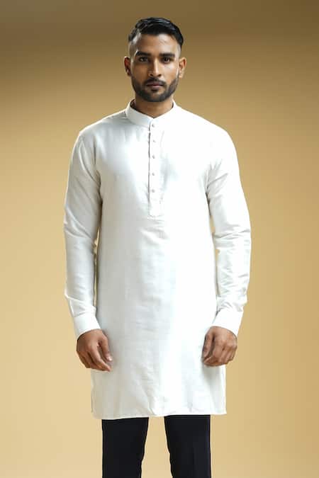 Kommal Sood_Off White Cotton Silk Plain Solid Kurta And Trouser Set  _Online_at_Aza_Fashions