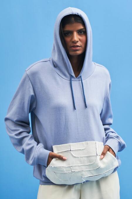 Buy_Siddhant Agrawal_Blue Cotton High Neck Shoji Hoodie  _Online_at_Aza_Fashions