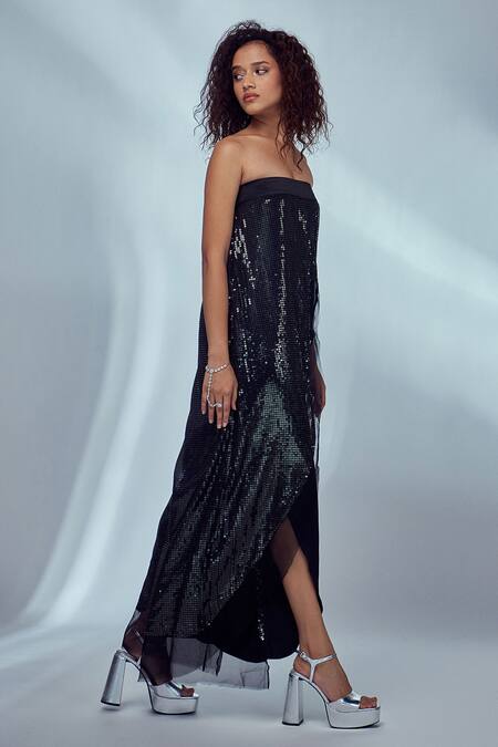 Buy Style Junkiie Black Organza, Satin Sequin And Glass Beads Work Straight Panelled Jumpsuit Online at Aza Fashions Buy_Style Junkiie_Black Organza, Satin Sequin And Glass Beads Work Straight Panelled Jumpsuit _Online_at_Aza_Fashions