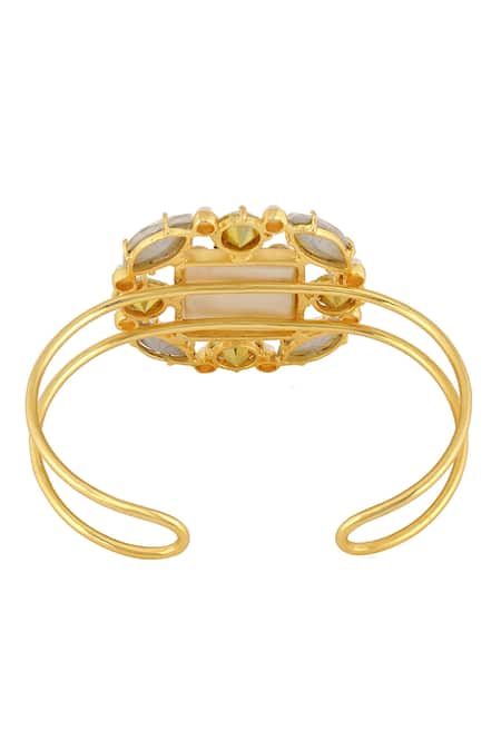 Bblingg_Multi Color Crystals, Pearls, Smocking Suhaaya Embellished Mini Cuff _Online_at_Aza_Fashions