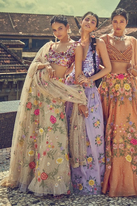 Surily G_Multi Color Crepe Embroidered Varied Sequin Work U Neck Hand Blouse  _Online_at_Aza_Fashions