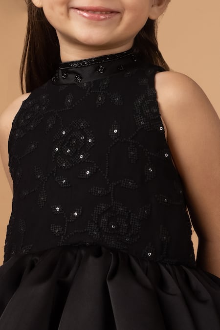 Black Lace Embroidery Vintage Dresses for Kids Tiered Short Front Long Back  Prom Dress Teen Clothes Long Tail Girls Party Summer Dress