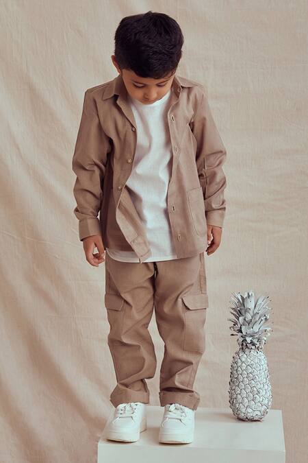 The Right Cut_Beige Linen Arsh Shirt And Pant Set_Online_at_Aza_Fashions