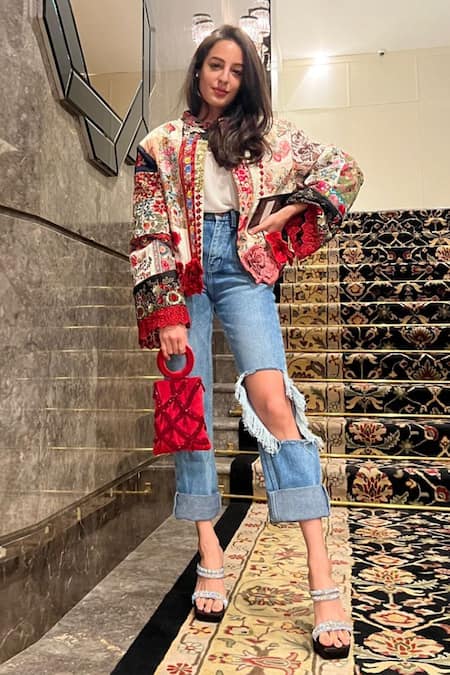 Aomidori Shimai Red Embellished Madonna Crystal Drop Bag at Aza Fashions Aomidori Shimai_Red Embellished Madonna Crystal Drop Bag_at_Aza_Fashions