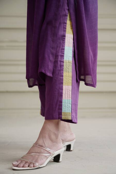 Affroz Purple Georgette Net Coins Round Patchwork Kaftan And Pant Set at Aza Fashions Affroz_Purple Georgette Net Coins Round Patchwork Kaftan And Pant Set_at_Aza_Fashions