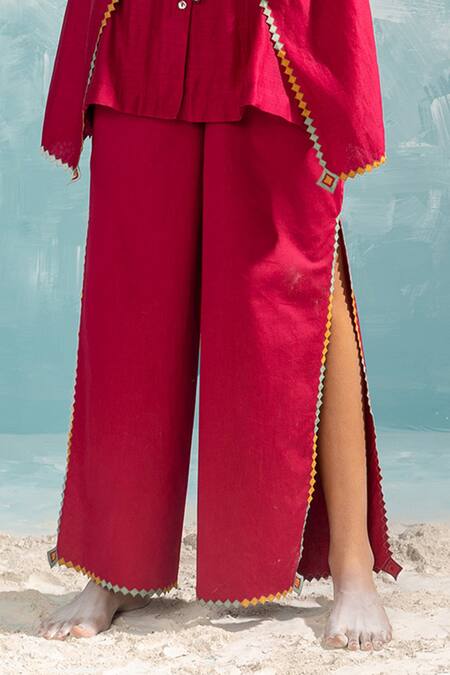 Ikai By Ragini Ahuja Pink Cotton Cut Work, Applique Nile Cut-work Detailed Pant Online at Aza Fashions Ikai By Ragini Ahuja_Pink Cotton Cut Work, Applique Nile Cut-work Detailed Pant_Online_at_Aza_Fashions