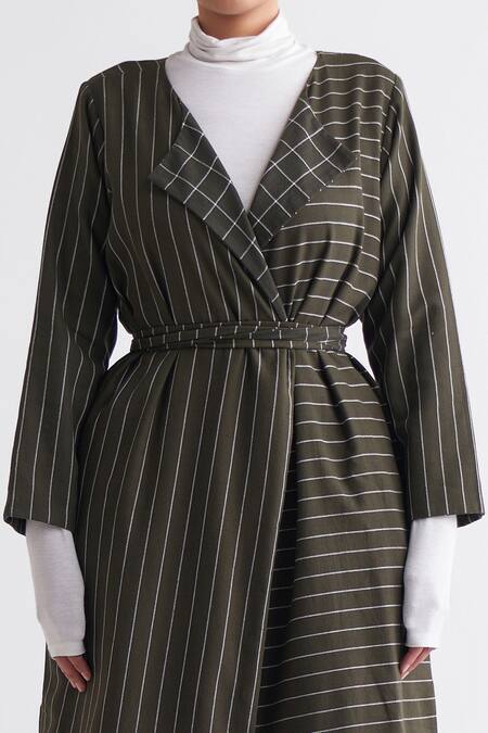 Three_Green Collared Striped Reversible Overlay _Online_at_Aza_Fashions