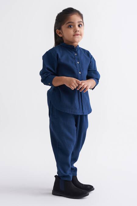 Three_Blue Cotton Solid Top _Online_at_Aza_Fashions