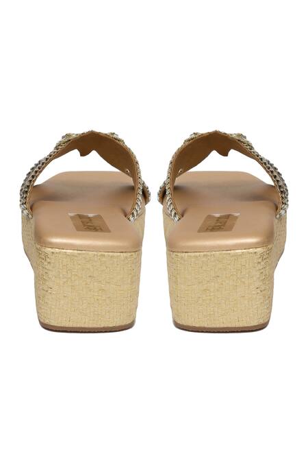 Buy_Kkarma Accessories_Silver Embroidery Titlie Platform Wedges _Online_at_Aza_Fashions
