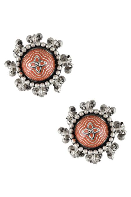 Tribe Amrapali Red Enamel Ghungroo Drop Toe Ring - Single Pc Online at Aza Fashions Tribe Amrapali_Red Enamel Ghungroo Drop Toe Ring - Single Pc _Online_at_Aza_Fashions