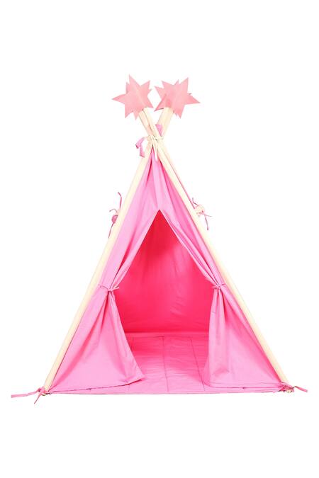 My Gift Booth Pink Canvas Portable Teepee Tent With Padded Mat Online at Aza Fashions My Gift Booth_Pink Canvas Portable Teepee Tent With Padded Mat_Online_at_Aza_Fashions