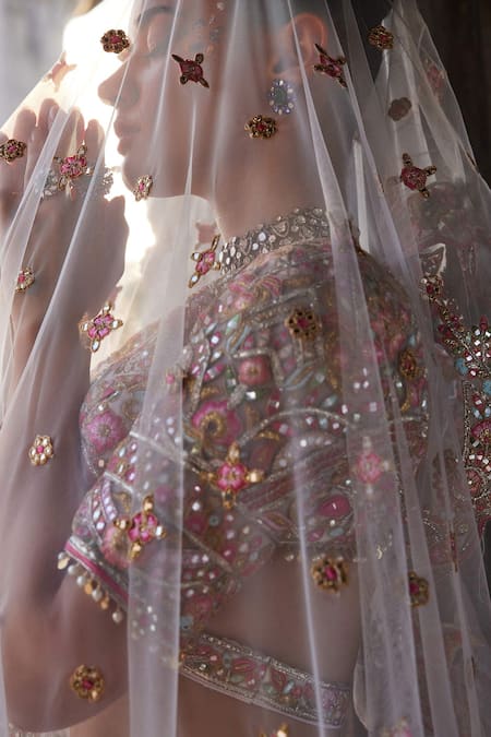 Buy Tamanna Punjabi Kapoor Ivory Net, Crepe Embroidery, Gota Patti, And Resham Cluster Bridal Lehenga Set Online at Aza Fashions Buy_Tamanna Punjabi Kapoor_Ivory Net, Crepe Embroidery, Gota Patti, And Resham Cluster Bridal Lehenga Set _Online_at_Aza_Fashions