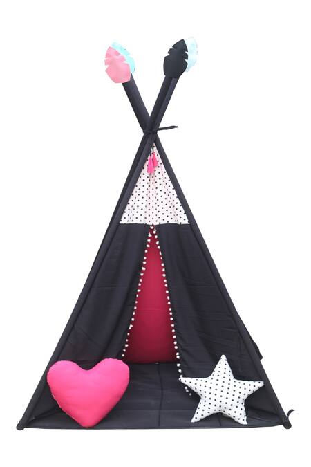 My Gift Booth Black Cotton Print Teepee Tent With Mat Online at Aza Fashions My Gift Booth_Black Cotton Print Teepee Tent With Mat_Online_at_Aza_Fashions