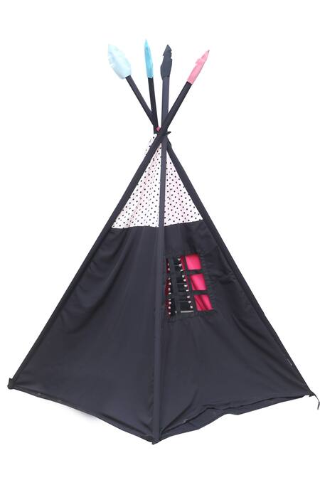 Buy My Gift Booth Black Cotton Print Teepee Tent With Mat Online at Aza Fashions Buy_My Gift Booth_Black Cotton Print Teepee Tent With Mat_Online_at_Aza_Fashions