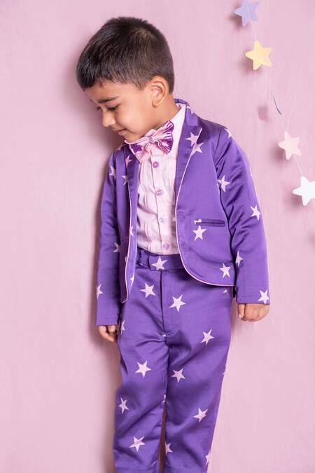 Shop_Toplove_Blue Cotton Printed Star Blazer Set _Online_at_Aza_Fashions