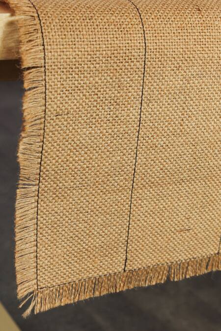 House This Beige Cotton Woven Nalikeram Runner Online at Aza Fashions House This_Beige Cotton Woven Nalikeram Runner_Online_at_Aza_Fashions