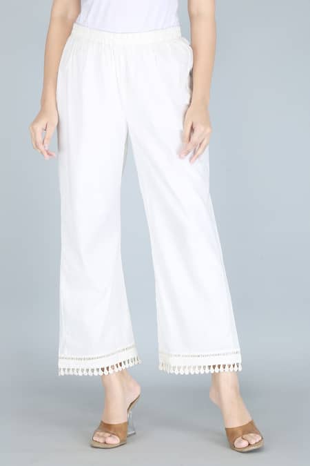 Kalakaari By Sagarika_Blue Cotton Lace Garden Print Anarkali And Palazzo Set_Online_at_Aza_Fashions