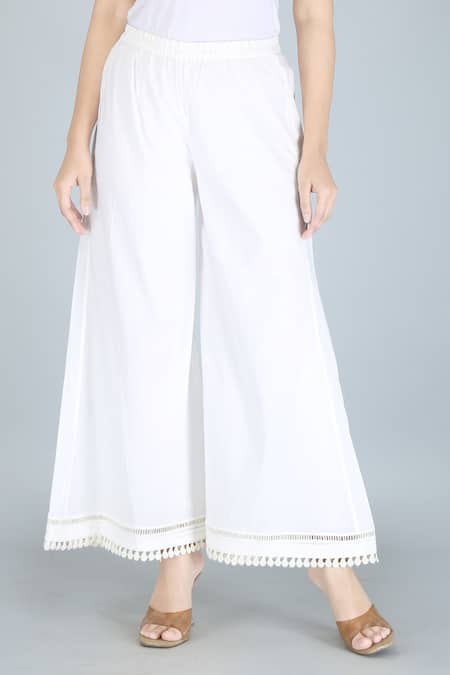 Get Solid White Rayon Flared Palazzo at ₹ 599 | LBB Shop