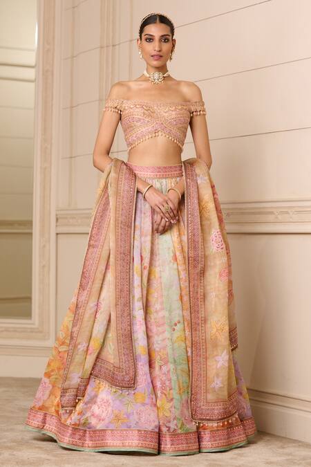 Buy Tarun Tahiliani Multi Color Faux Leather, Organza Embroidery Botanical Print Skirt Set Online at Aza Fashions Buy_Tarun Tahiliani_Multi Color Faux Leather, Organza Embroidery Botanical Print Skirt Set_Online_at_Aza_Fashions