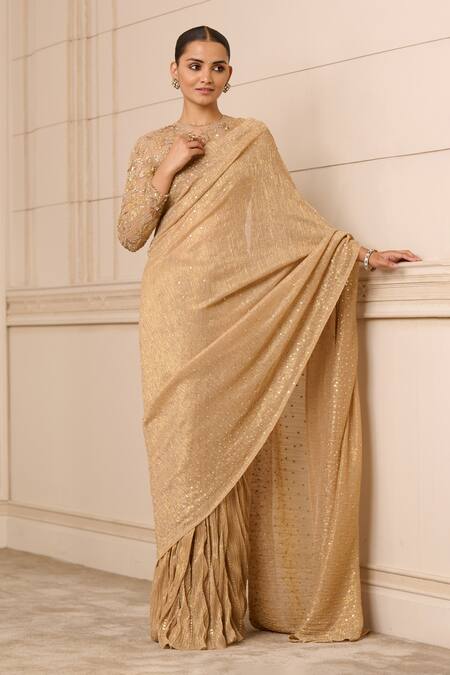 Buy Gold Rohira Embroidered Saree with Unstitched Blouse Online - RI.Ritu  Kumar India Store View