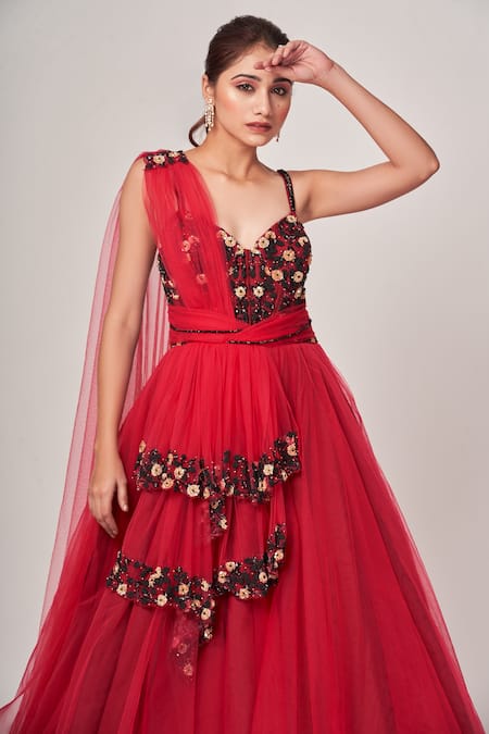 Tamaraa By Tahani Pink Tulle, Silk Taffeta Beads Sweetheart Shae Floral Embellished Corset Gown Online at Aza Fashions Tamaraa By Tahani_Pink Tulle, Silk Taffeta Beads Sweetheart Shae Floral Embellished Corset Gown _Online_at_Aza_Fashions