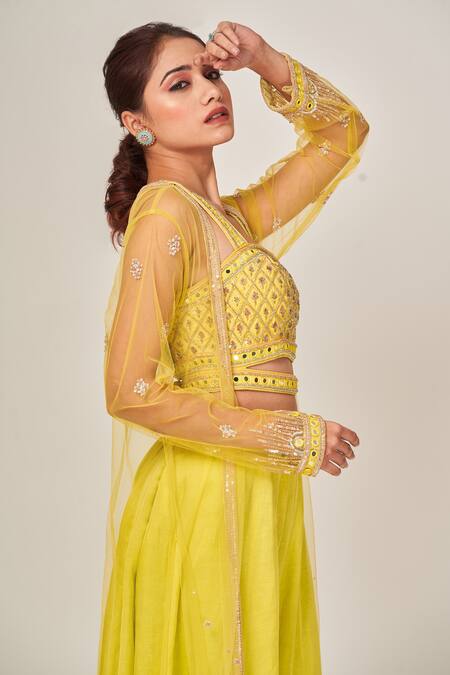 Buy Tamaraa By Tahani Green Net, Mull Silk Cutdana, Sequins Sweetheart Embellished Bouse Sharara Set Online at Aza Fashions Buy_Tamaraa By Tahani_Green Net, Mull Silk Cutdana, Sequins Sweetheart Embellished Bouse Sharara Set _Online_at_Aza_Fashions