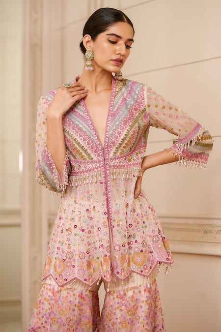 Buy Tarun Tahiliani Ivory Sheer Silk, Shantoon, Net, Embroidered Kurti And Sharara Set Online at Aza Fashions Buy_Tarun Tahiliani_Ivory Sheer Silk, Shantoon, Net, Embroidered Kurti And Sharara Set_Online_at_Aza_Fashions