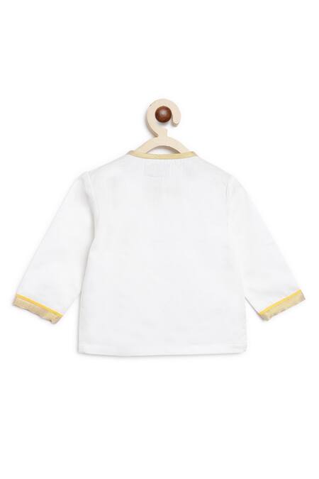 Shop Tiber Taber White Cotton Embroidery Krishna Kurta And Dhoti Set Online at Aza Fashions Shop_Tiber Taber_White Cotton Embroidery Krishna Kurta And Dhoti Set _Online_at_Aza_Fashions