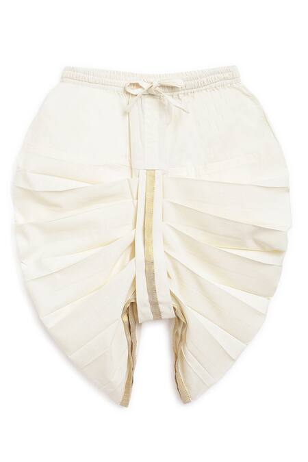 Shop_Tiber Taber_Red Cotton Hanuman Embroidered Kurta And Dhoti Set_Online_at_Aza_Fashions