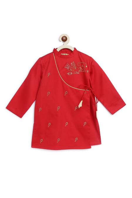 Buy Tiber Taber Red Cotton Embroidery Krishna Kurta And Dhoti Set Online at Aza Fashions Buy_Tiber Taber_Red Cotton Embroidery Krishna Kurta And Dhoti Set _Online_at_Aza_Fashions