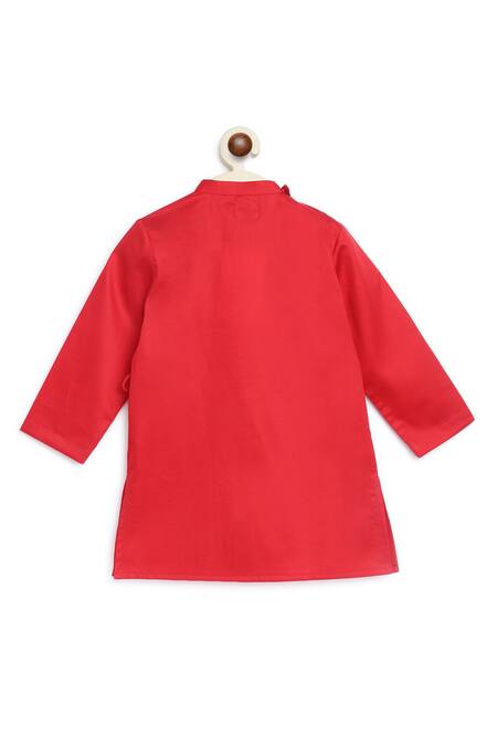 Shop Tiber Taber Red Cotton Embroidery Krishna Kurta And Dhoti Set Online at Aza Fashions Shop_Tiber Taber_Red Cotton Embroidery Krishna Kurta And Dhoti Set _Online_at_Aza_Fashions