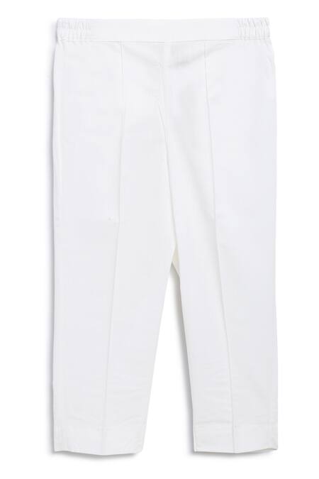 Buy Tiber Taber White Cotton Embroidery Heart Bundi And Pant Set Buy_Tiber Taber_White Cotton Embroidery Heart Bundi And Pant Set