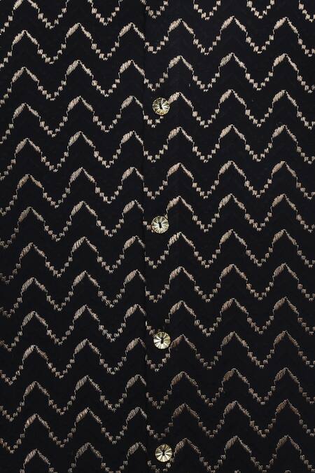 Tiber Taber Black Cotton Embroidery Chevron Kurta With Pyjama at Aza Fashions Tiber Taber_Black Cotton Embroidery Chevron Kurta With Pyjama _at_Aza_Fashions
