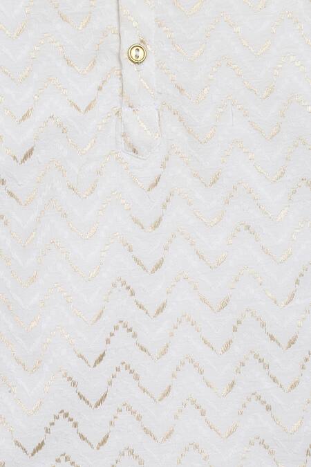 Tiber Taber White Cotton Embroidery Zig-zag Pathani Kurta With Salwar at Aza Fashions Tiber Taber_White Cotton Embroidery Zig-zag Pathani Kurta With Salwar _at_Aza_Fashions