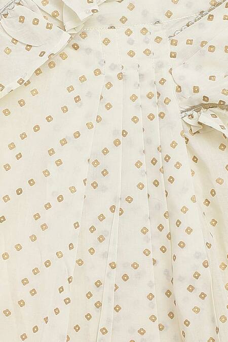 Buy_Tiber Taber_Cream Cotton Embroidery Pre-stitched Ruffle Saree With Blouse 