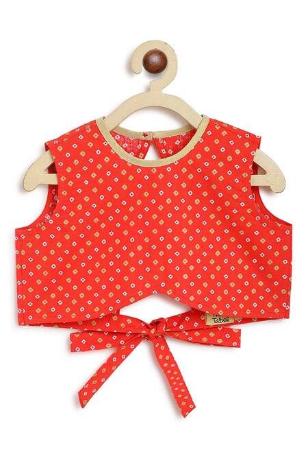 Buy_Tiber Taber_Cream Cotton Lace Pre-stitched Saree With Bandhani Print Blouse _Online_at_Aza_Fashions