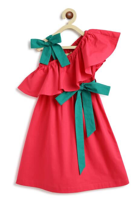 Buy Tiber Taber Pink Cotton Solid Ruffled Dress Online at Aza Fashions Buy_Tiber Taber_Pink Cotton Solid Ruffled Dress _Online_at_Aza_Fashions