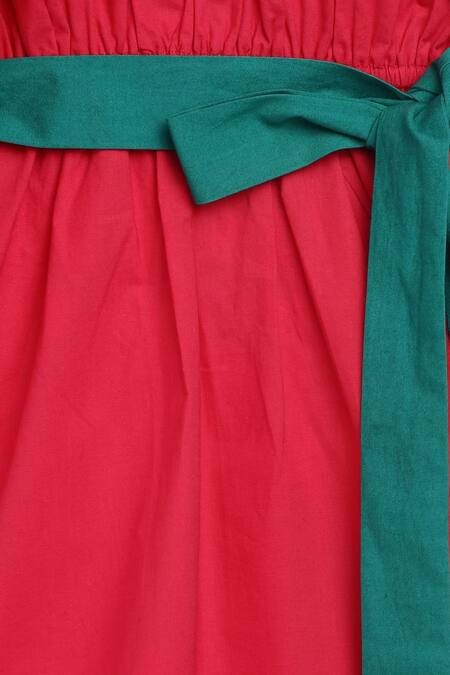 Tiber Taber Pink Cotton Solid Ruffled Dress at Aza Fashions Tiber Taber_Pink Cotton Solid Ruffled Dress _at_Aza_Fashions