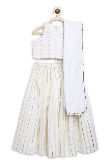 Buy Tiber Taber White Cotton Embroidery, Zari Stripe Pattern Lehenga Set Online at Aza Fashions Buy_Tiber Taber_White Cotton Embroidery, Zari Stripe Pattern Lehenga Set _Online_at_Aza_Fashions