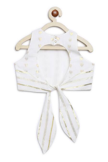 Buy Tiber Taber White Cotton Embroidery, Zari Stripe Pattern Lehenga Set Buy_Tiber Taber_White Cotton Embroidery, Zari Stripe Pattern Lehenga Set