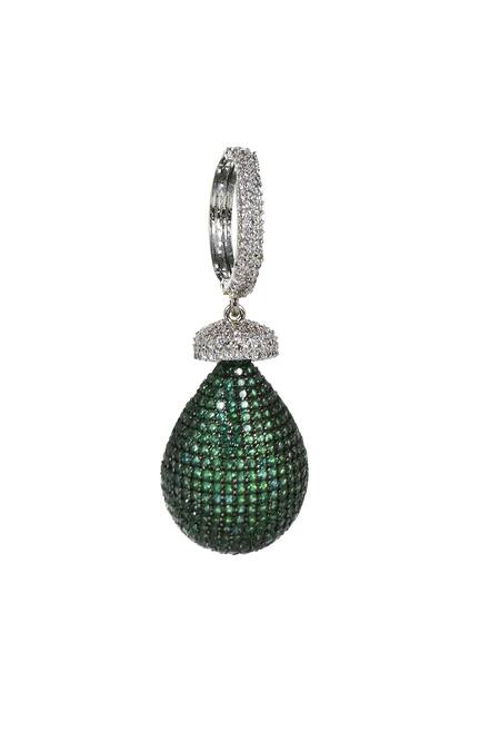 Tizora_White Fabric Flowers Studded Bali Earrings_Online_at_Aza_Fashions