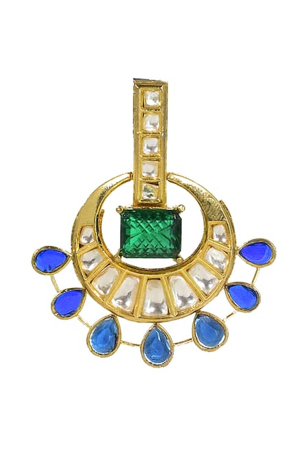 Tizora_Green Stones Onyx And Tourmaline Embellished Chandbalis _Online_at_Aza_Fashions