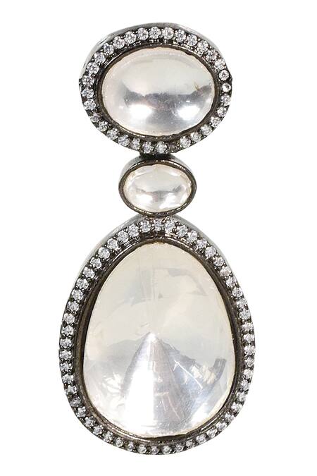 Tizora_Black Fabric Flowers Antique Circular Shaped Earrings _Online_at_Aza_Fashions