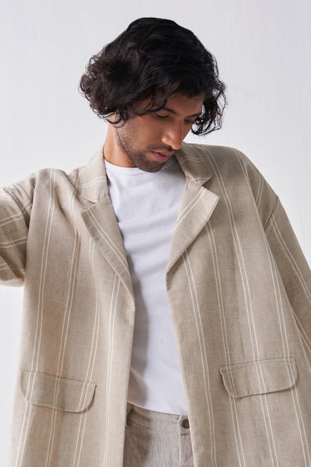 Buy SNCC Striped Jacket with Crest by Designer S&N BY SHANTNU NIKHIL MEN  Online at Ogaan.com