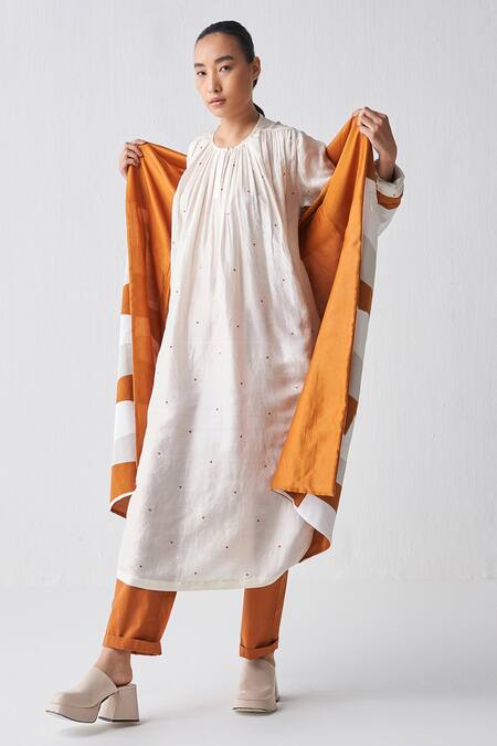 Shop Three Orange Tunic Mul Round Applique Jacket And Pant Set Online at Aza Fashions Shop_Three_Orange Tunic Mul Round Applique Jacket And Pant Set _Online_at_Aza_Fashions