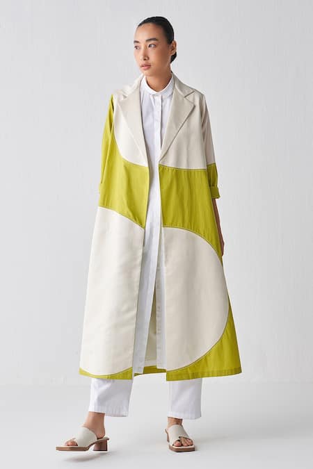 Three Green Chanderi, Tencel Applique Collared Moon Jacket Online at Aza Fashions Three_Green Chanderi, Tencel Applique Collared Moon Jacket _Online_at_Aza_Fashions