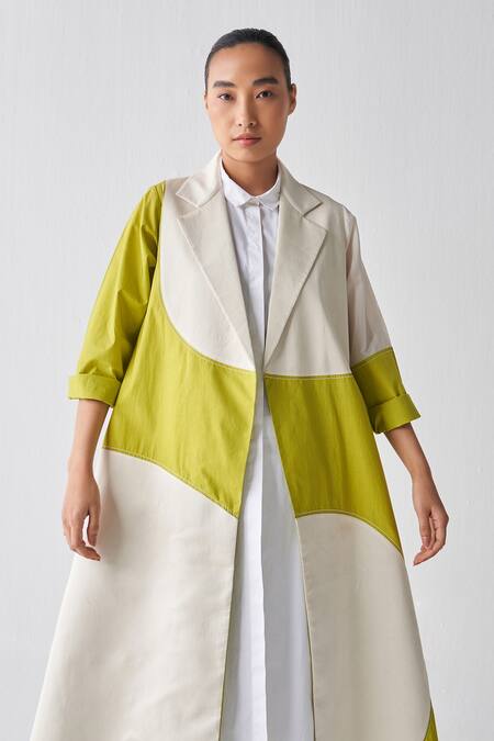 Shop Three Green Chanderi, Tencel Applique Collared Moon Jacket Online at Aza Fashions Shop_Three_Green Chanderi, Tencel Applique Collared Moon Jacket _Online_at_Aza_Fashions
