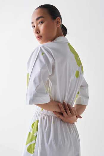 Shop_Three_White Poplin Collared Splash Pattern Side Elasticated Dress _Online_at_Aza_Fashions